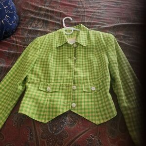 Dana Buchman Lime Checkered Blazer